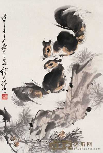 刘继卣 1978年作 松鼠 立轴 70×46.5cm